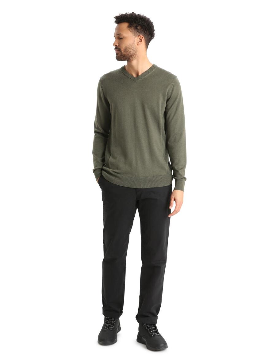 Chandails Icebreaker Merino Shearer V Neck Homme Vert Olive | FR 1220KORI